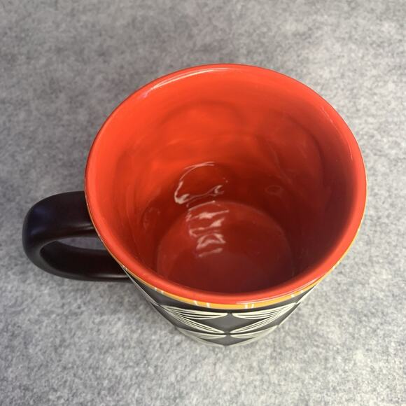 Starbucks Hawaiian Tiki Flowers Coffee Cup, 2008, Bone China, Black Red, Island - Picture 5 of 8